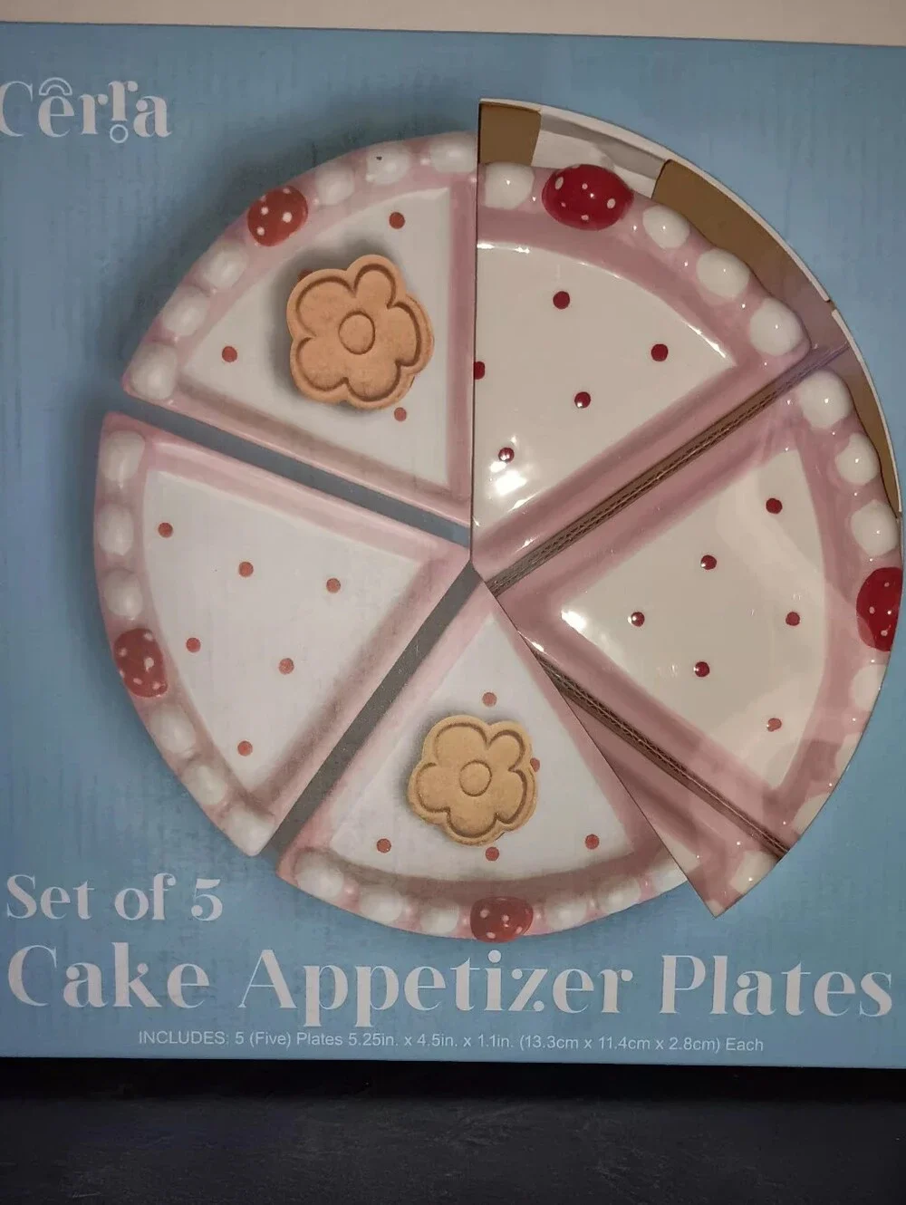 Pink Polka Dot Cake Appetizer Plates - Set of 5